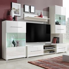 5 ч. настенный шкаф для телевизора со светодиодной подсветкой, белый цена и информация | Секции | pigu.lt