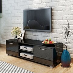 TV staliukas, labai blizgus, juodas, 120x40,3x34,7 cm kaina ir informacija | TV staliukai | pigu.lt