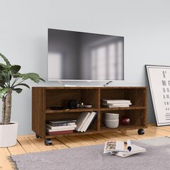 vidaXL TV spintelė su ratukais, ruda ąžuolo, 90x35x35cm, mediena kaina ir informacija | TV staliukai | pigu.lt