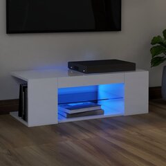 TV spintelė su LED apšvietimu, 90x39x30 cm, balta цена и информация | Тумбы под телевизор | pigu.lt