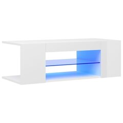 TV spintelė su LED apšvietimu, 90x39x30 cm, balta цена и информация | Тумбы под телевизор | pigu.lt