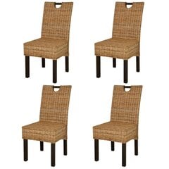 Обеденные стулья, 4 шт., кубу ротанг, древесина манго цена и информация | Стулья для кухни и столовой | pigu.lt