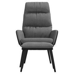 Poilsio kėdė su taburete, Audinys/Dirbtinė oda, šviesiai pilka kaina ir informacija | Svetainės foteliai | pigu.lt