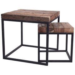 Ambiance šoninių staliukų rinkinys, 2vnt., tikmedžio mediena kaina ir informacija | Kavos staliukai | pigu.lt