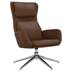 Poilsio kėdė su pakoja, Dirbtinė oda, ruda blizgi spalva kaina ir informacija | Svetainės foteliai | pigu.lt