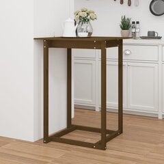 Baro stalas, Pušies medienos masyvas, 80x80x110cm, medaus ruda kaina ir informacija | Virtuvės ir valgomojo stalai, staliukai | pigu.lt