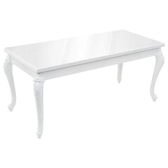 Stalas, 179x89x81 cm, labai blizgus, baltas цена и информация | Кухонные и обеденные столы | pigu.lt