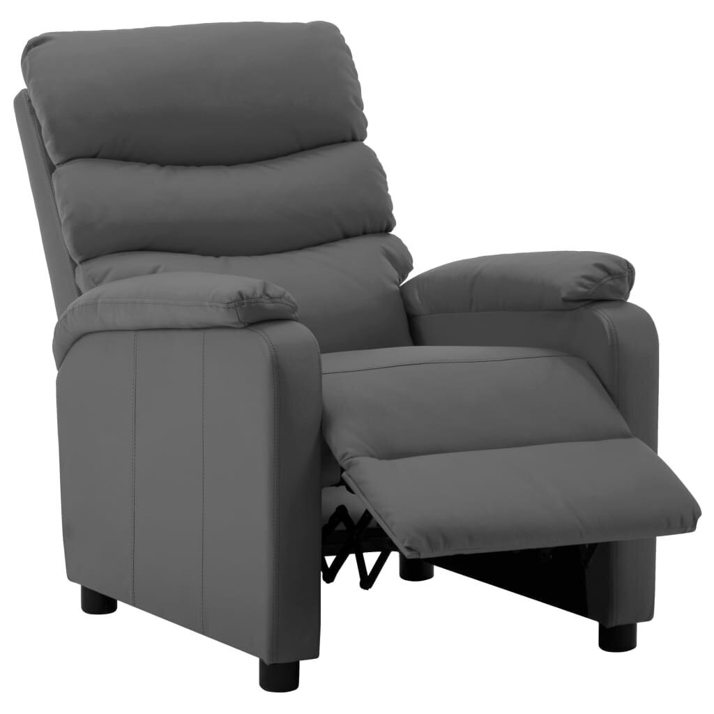 Atlošiamas krėslas, pilkos spalvos, dirbtinė oda цена и информация | Svetainės foteliai | pigu.lt