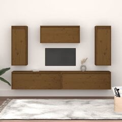 vidaXL Televizoriaus spintelės, 5vnt., medaus rudos, pušies masyvas kaina ir informacija | TV staliukai | pigu.lt