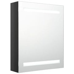Veidrodinė vonios spintelė su LED apšvietimu, juoda цена и информация | Шкафчики для ванной | pigu.lt