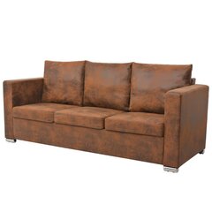 Trivietė sofa, 191x73x82cm, ruda цена и информация | Диваны | pigu.lt