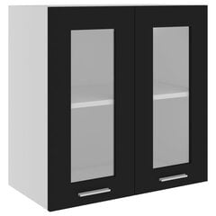 Pakabinama stiklinė spintelė, 60x31x60 cm, juodos spalvos цена и информация | Кухонные шкафчики | pigu.lt