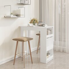 Baro stalas su lentyna, baltas, 102x50x103,5cm, MDP kaina ir informacija | Virtuvės ir valgomojo stalai, staliukai | pigu.lt