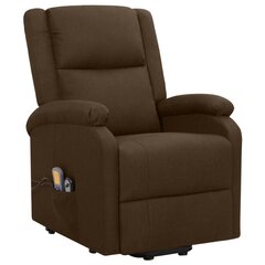 Atlošiamas masažinis krėslas, rudas, audinys kaina ir informacija | Svetainės foteliai | pigu.lt