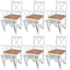 Medinės valgomojo kėdės, baltos, 6 vnt. kaina ir informacija | Virtuvės ir valgomojo kėdės | pigu.lt