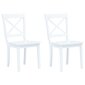 Valgomojo kėdės, 2 vnt., balt. sp., kaučiukmedžio med. masyvas цена и информация | Virtuvės ir valgomojo kėdės | pigu.lt