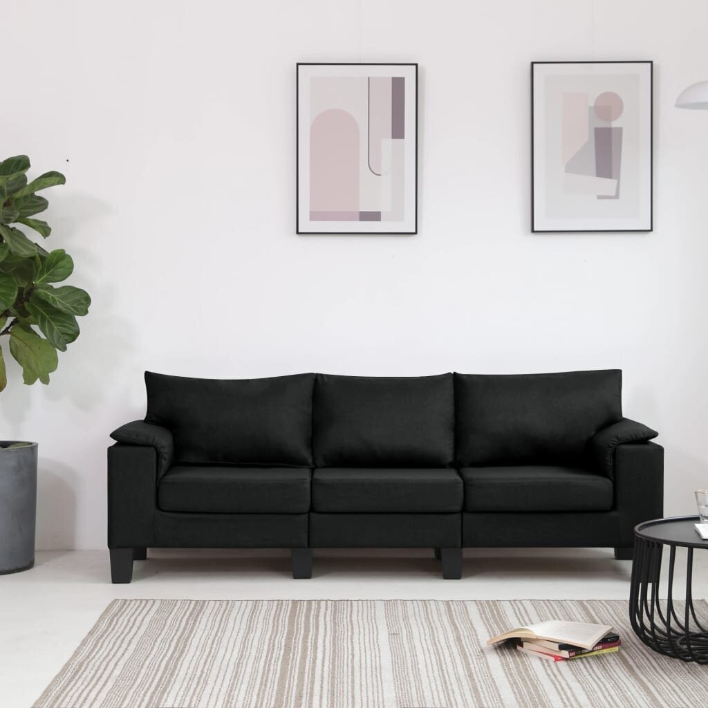 Trivietė sofa, juoda kaina ir informacija | Sofos | pigu.lt