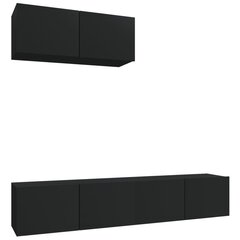 vidaXL Televizoriaus spintelių komplektas, 3 dalių, juodas, mediena kaina ir informacija | TV staliukai | pigu.lt