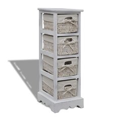 Белый деревянный шкафчик с 4 плетеными корзинами цена и информация | Шкафчики в гостиную | pigu.lt