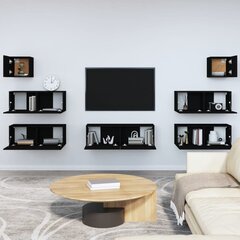 vidaXL Televizoriaus spintelių komplektas, 7 dalių, juodas, mediena kaina ir informacija | TV staliukai | pigu.lt