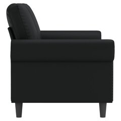 Dvivietė sofa, juodos spalvos, 140cm, dirbtinė oda kaina ir informacija | Sofos | pigu.lt