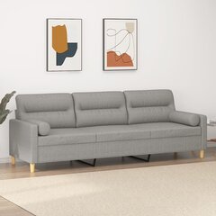 Trivietė sofa su pagalvėmis vidaXL, šviesiai pilka цена и информация | Диваны | pigu.lt