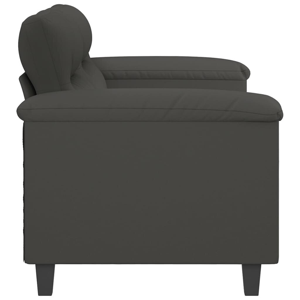 Dvivietė sofa vidaXL, Mikropluošto audinys, 140cm, tamsiai pilka цена и информация | Sofos | pigu.lt