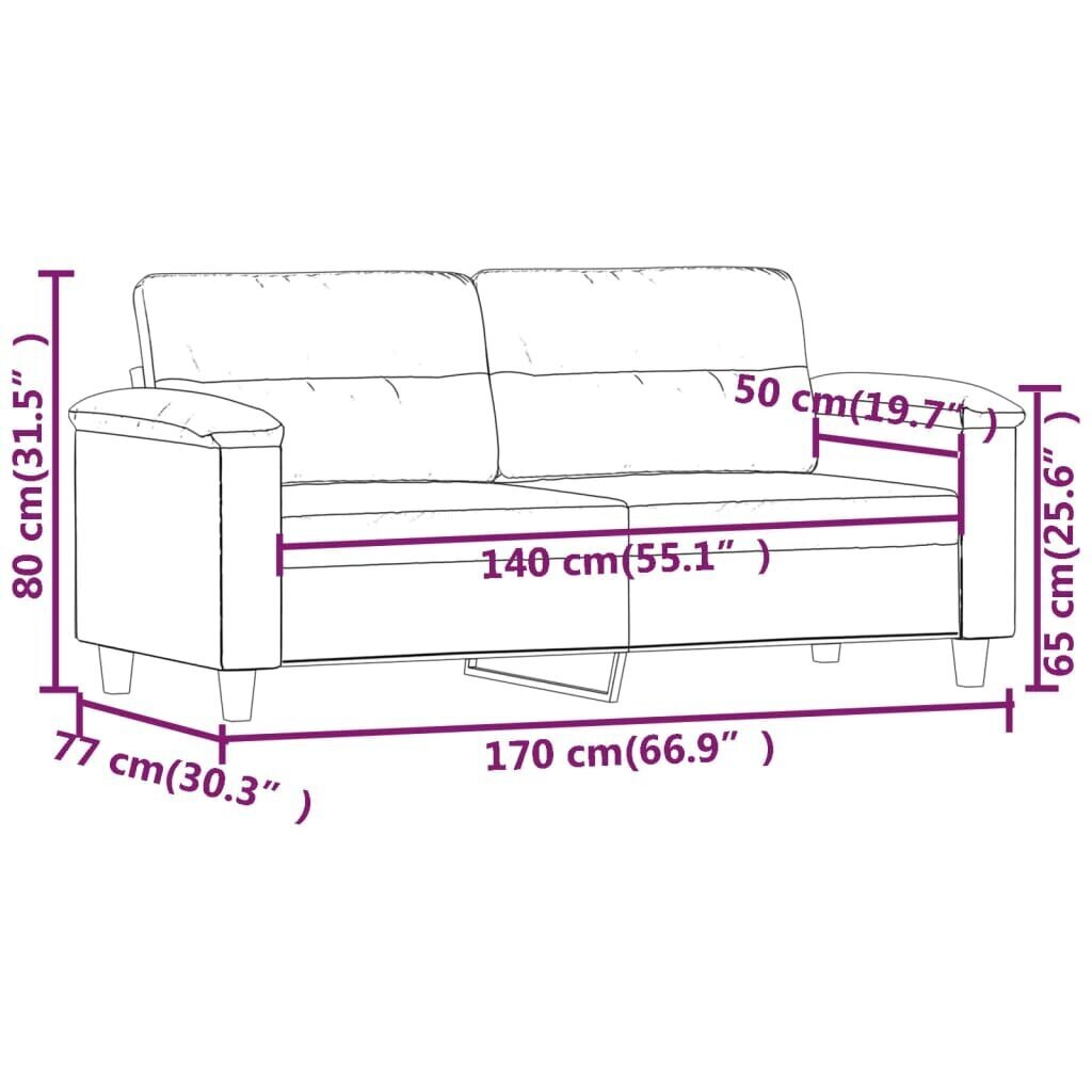 Dvivietė sofa vidaXL, Mikropluošto audinys, 140cm, tamsiai pilka цена и информация | Sofos | pigu.lt