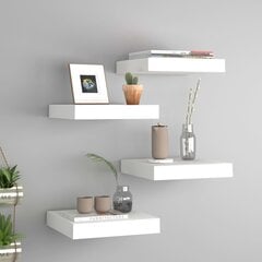 vidaXL Pakabinamos lentynos, 4vnt., baltos, 23x23,5x3,8cm, MDF цена и информация | Полки | pigu.lt