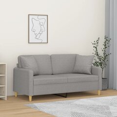 Dvivietė sofa su pagalvėmis vidaXL, šviesiai pilka цена и информация | Диваны | pigu.lt