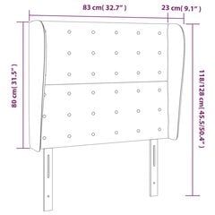 vidaXL Galvūgalis su auselėmis, juodas, 83x23x118/128cm, dirbtinė oda цена и информация | Кровати | pigu.lt