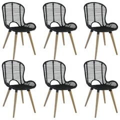 Valgomojo kėdės, 6vnt., juodos spalvos, natūralus ratanas kaina ir informacija | Virtuvės ir valgomojo kėdės | pigu.lt