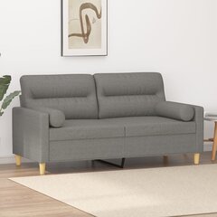 Dvivietė sofa su pagalvėmis vidaXL, tamsiai pilka kaina ir informacija | Sofos | pigu.lt