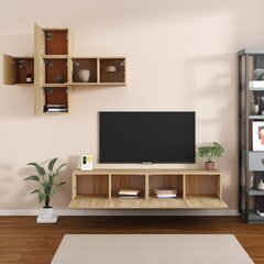 Televizoriaus spintelių komplektas vidaXL, Mediena, 7 dalių, ąžuolo spalva kaina ir informacija | TV staliukai | pigu.lt