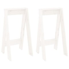 Taburetės vidaXL, Pušies medienos masyvas, 2vnt., 40x40x75cm, balta kaina ir informacija | Virtuvės ir valgomojo kėdės | pigu.lt