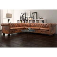 Kampinė šešiavietė sofa, rudos spalvos цена и информация | Угловые диваны | pigu.lt