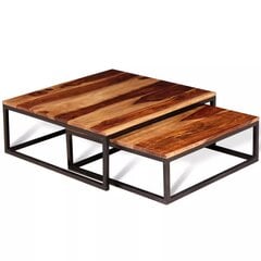 Vienas į kitą susidededantys staliukai, 2 dalys, rausvosios dalbergijos mediena kaina ir informacija | Kavos staliukai | pigu.lt