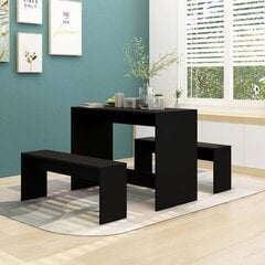 3-ių dalių valgomojo baldų komplektas vidaXL, juodas цена и информация | Комплекты мебели для столовой | pigu.lt