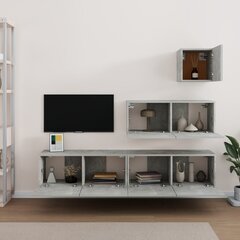 TV spintelių komplektas, Mediena, 4 dalių, betono pilka kaina ir informacija | TV staliukai | pigu.lt
