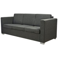 Trivietė sofa, audinys, tamsiai pilka kaina ir informacija | Sofos | pigu.lt