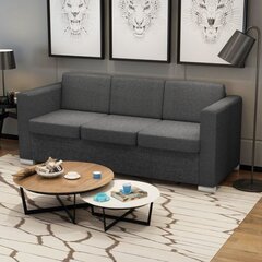 Trivietė sofa, audinys, tamsiai pilka цена и информация | Диваны | pigu.lt