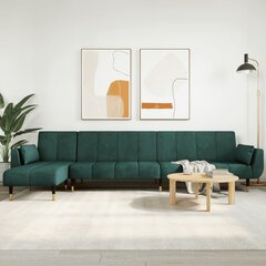 L formos sofa-lova vidaXL, žalia цена и информация | Диваны | pigu.lt