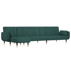 L formos sofa-lova vidaXL, žalia цена и информация | Диваны | pigu.lt