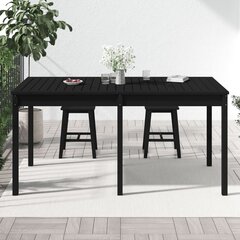 vidaXL Sodo stalas, juodas, 159,5x82,5x76cm, pušies medienos masyvas цена и информация | Садовые столы, столики | pigu.lt