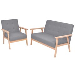 Retro medinis fotelis ir medinė sofa, pilka kaina ir informacija | Minkštų baldų komplektai | pigu.lt