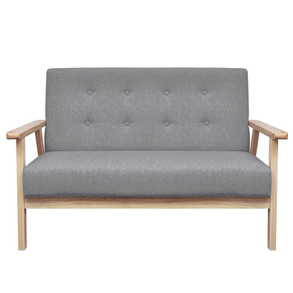 Retro medinis fotelis ir medinė sofa, pilka цена и информация | Minkštų baldų komplektai | pigu.lt