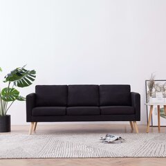 Trivietė sofa, juoda kaina ir informacija | Sofos, sofos-lovos | pigu.lt