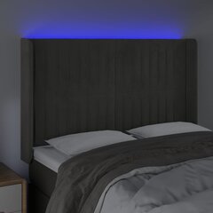 Galvūgalis su LED vidaXL, Aksomas, 147x16x118/128cm, tamsiai pilka цена и информация | Кровати | pigu.lt