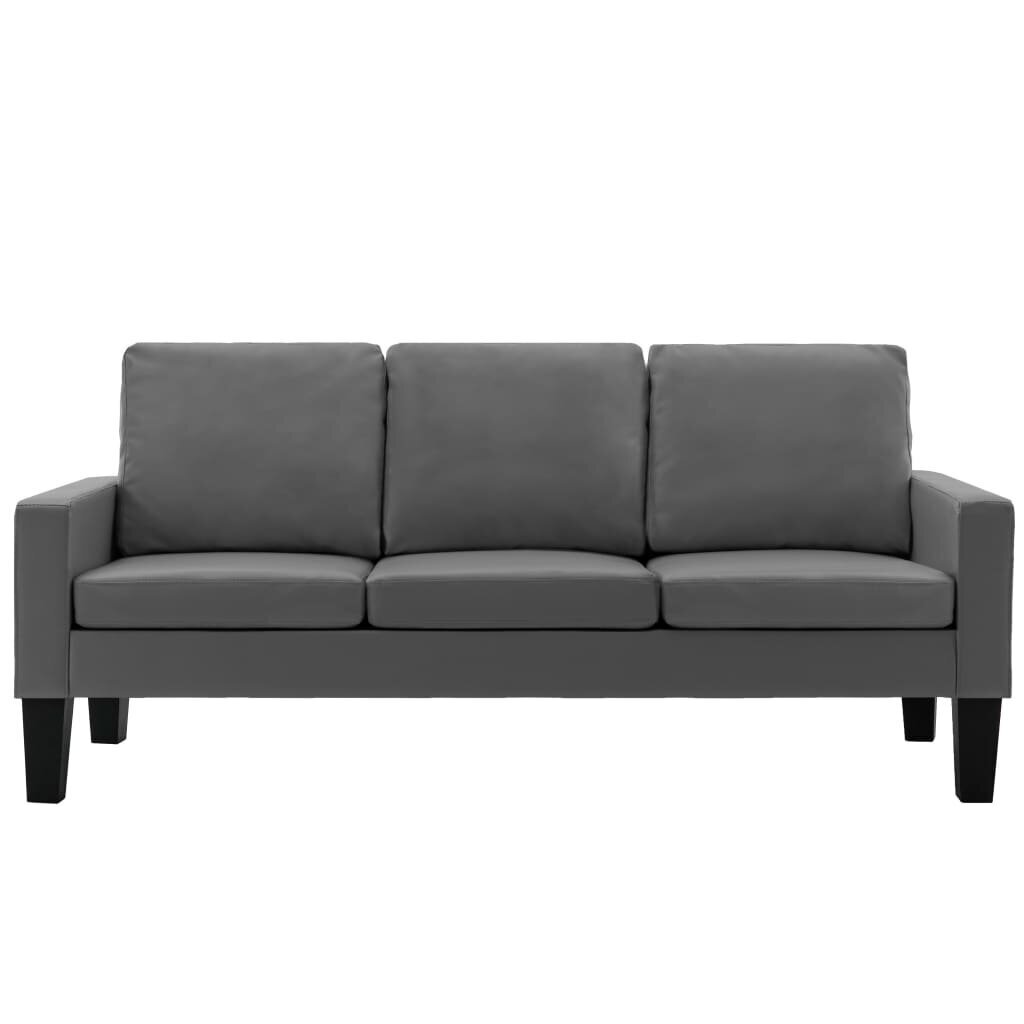 Trivietė sofa, pilkos spalvos, dirbtinė oda цена и информация | Sofos | pigu.lt