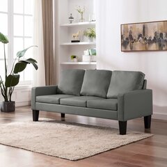 Trivietė sofa, pilkos spalvos, dirbtinė oda цена и информация | Диваны | pigu.lt